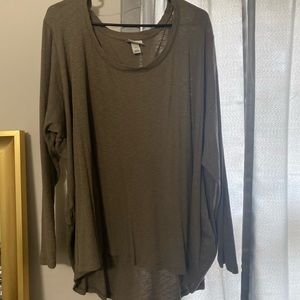 Long sleeve thermal material brown shirt